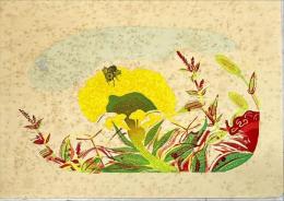 亀井藤兵衛木版画　黄けいとう：花尽の内