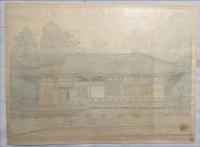森正元　木版画　【三月堂(東大寺法華堂)】