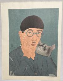 藤田嗣治木版画　【自画像】