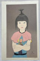藤田嗣治木版画　【人形を抱く少女】