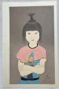 藤田嗣治木版画　【人形を抱く少女】