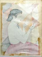 伊東深水木版画【赤と白】