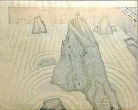 皆川泰蔵木版画　【京の石庭】
