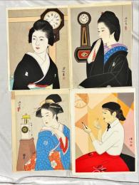 伊東深水木版画　時計四部作