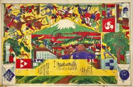 志ん板切組燈篭富士裾野牧狩之図