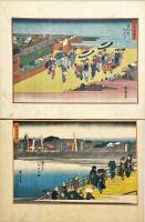 廣重画　浪速名所図会　石版彩色刷　9枚