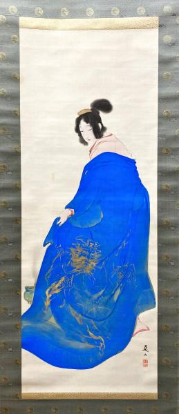 【真作】上島鳳山/蝶夢図/夢占い/掛軸/名家伝来/AC-14 真作】上島鳳山/蝶夢図/夢占い/掛軸☆宝船☆AC-14の通販 by 掛軸