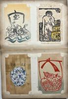 第一・二回宝船交換会　寳葉会　寳船絵葉書帖　木版彩色刷　二帖