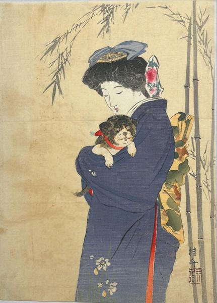 武内桂舟 彩色木版口絵「一笑」(武内桂舟) / 古本、中古本、古