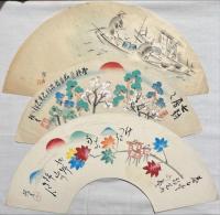 菅楯彦　扇面彩色木版画　5枚