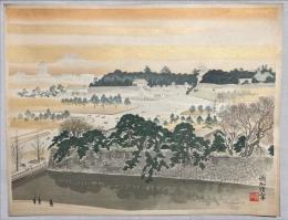 定方塊石木版画　富士二十五景の内【宮城と富士】