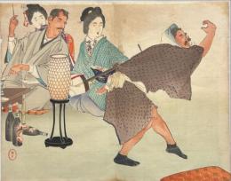 水野年方　木版口絵　【酒道楽】　