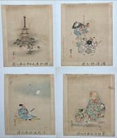 守住貫魚画譜　12枚　木版彩色刷
