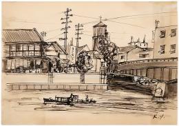 山川清　ペン画