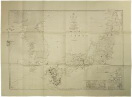 地図「Japan, Nipon, Kiusiu and Sikok and a part of the coast of Korea according to Krusenstern's chart of 1827」（複製）