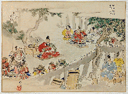 神坂雪佳　木版画「中古武将出陣之図」