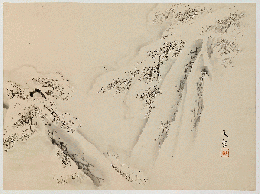 海外天年　木版画「雪松図」（仮）