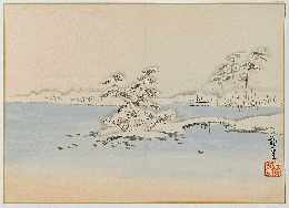 草野龍雲　木版画「雪景色」（仮）