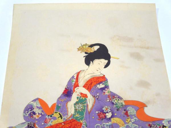 楊洲周延 徳川時代貴婦人の図 琴 三枚続(楊洲周延) / 古本、中古本、古