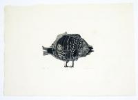 日和崎尊夫 木口木版画 「鳥魚」