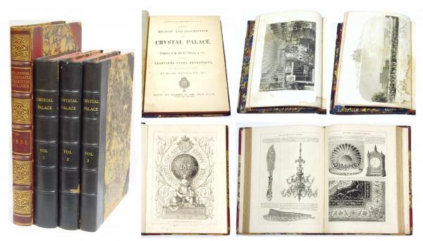 1851年 ロンドン万博・水晶宮 関連洋古書 2組4冊 / 古本、中古本、古