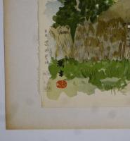 木版画「民家十二ヶ月集」より「林檎樹と曲がり家」
