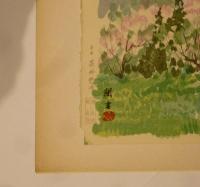 木版画「民家十二ヶ月集」より「杏花村」