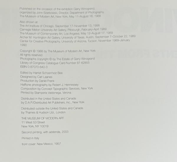 FIGMENTS FROM THE REAL WORLD(Garry Winogrand/John Szarkowski