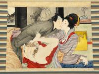 江戸時代後期頃筆 大型春画 掛軸