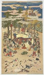 大型　極彩色 釈迦涅槃図