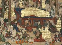 大型　極彩色 釈迦涅槃図
