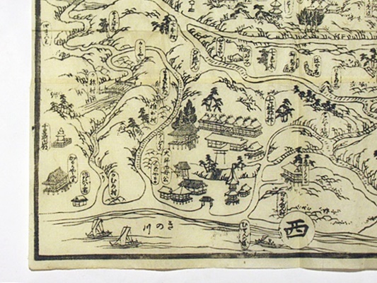 彩色木版図「高野山惣絵図」山本平六版 江戸時代刊 1枚|真言宗 弘法大師 古地図 名所細吟旧跡増補 高野山絵図 (高野山惣絵図) | 山本平六板 | ¥16,500