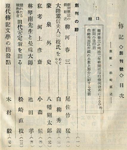 傳記 創刊号(尾佐竹猛 白柳秀湖 八幡関太郎他 伝記研究会編 ) / 古本