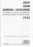 ZEISS　IKON　CATALOGUE FOR 1936<REPRINT>