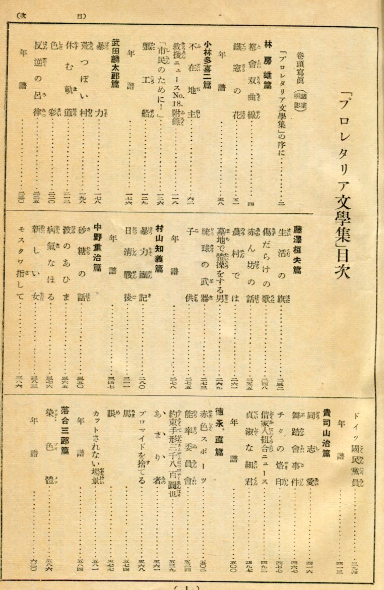 プロレタリア文学集 現代日本文学全集 第六十二編 (林房雄、小林多喜二 