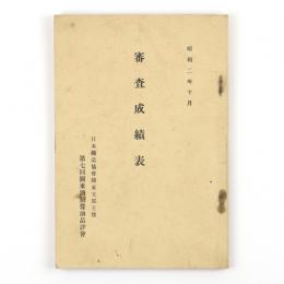 日本醸造協会関東支部主催　第七回関東酒類醤油品評会　審査成績表