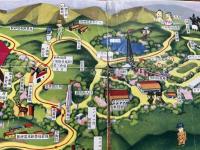 春の豪華六甲山上輝く日本博覧会第三会場イラストマップ・鳥瞰図(六甲ケーブル　六甲山春のニュース）