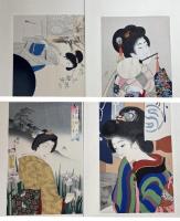 木版美人画集　明治の女　手摺木版画12葉（月岡芳年・橋本周延・広崎広業・池田蕉園・鏑木清方・尾形月耕・鰭崎英朋）複製28葉