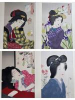 木版美人画集　明治の女　手摺木版画12葉（月岡芳年・橋本周延・広崎広業・池田蕉園・鏑木清方・尾形月耕・鰭崎英朋）複製28葉