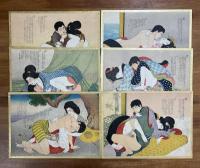 明治期石版摺春画１２図（看護師・学生・海水浴ほか）
