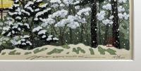 井堂雅夫木版画「金閣寺の雪」