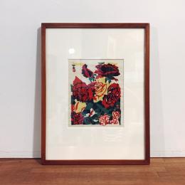 川西英木版画作品『ばら』(小)：昭和21年・詞華集『日本の花』からの1枚