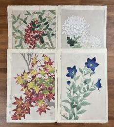 京の花ごよみ　四季の花　河原崎奨堂木版画12枚揃い