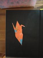 紅犯花　サイン入　折鶴付