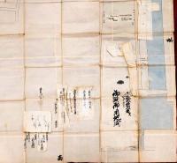 大坂高津新地四丁目水帳　安永七年　彩色　極大判130ｘ120㎝　
