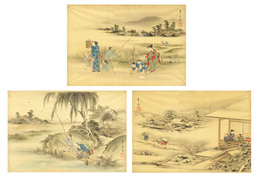 松川半山画浪華風俗絵　3枚