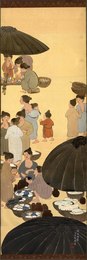 田中雪窓画幅 「琉球那覇之市場」
