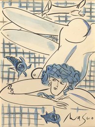 池田満寿夫画額 「夏女'84」