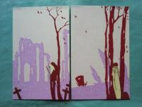 小林かいち絵葉書 「旅愁」 4枚揃タトウ入