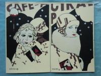 小林かいち絵葉書「二號街の女」　4枚揃タトウ入